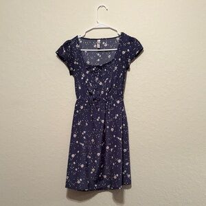Xhilaration Navy Blue Floral Mini Dress